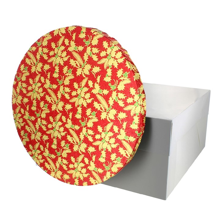 12" Round Christmas Cake Board and Box Combo - Red