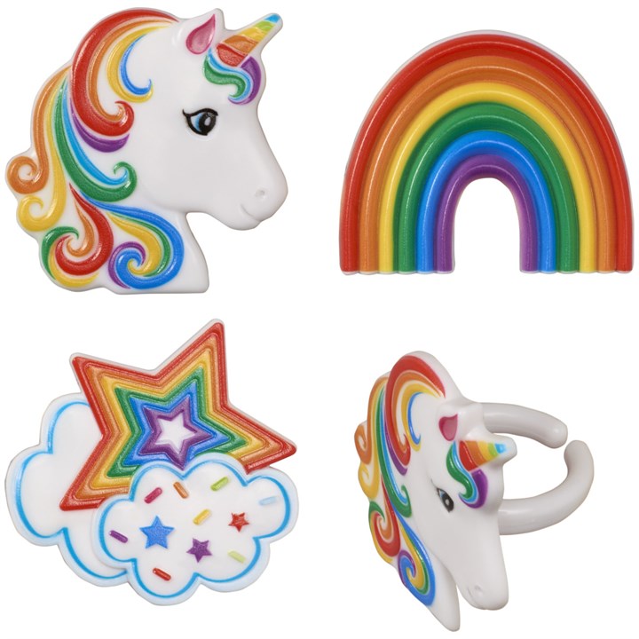 Unicorn & Rainbow Rings - 24 Pack