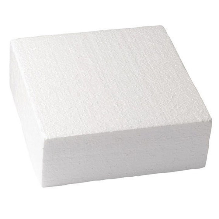 Square Straight Edged Polystyrene Cake Dummy - 10"
