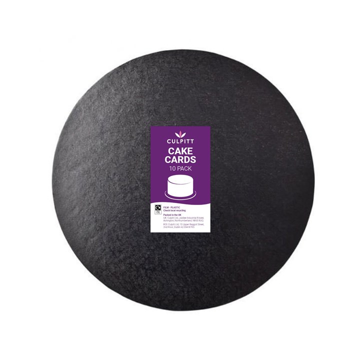 10'' (254mm) Double Thick Round Turned Edge Cake Cards Black Foil (between 2.5 & 3mm Thick)
