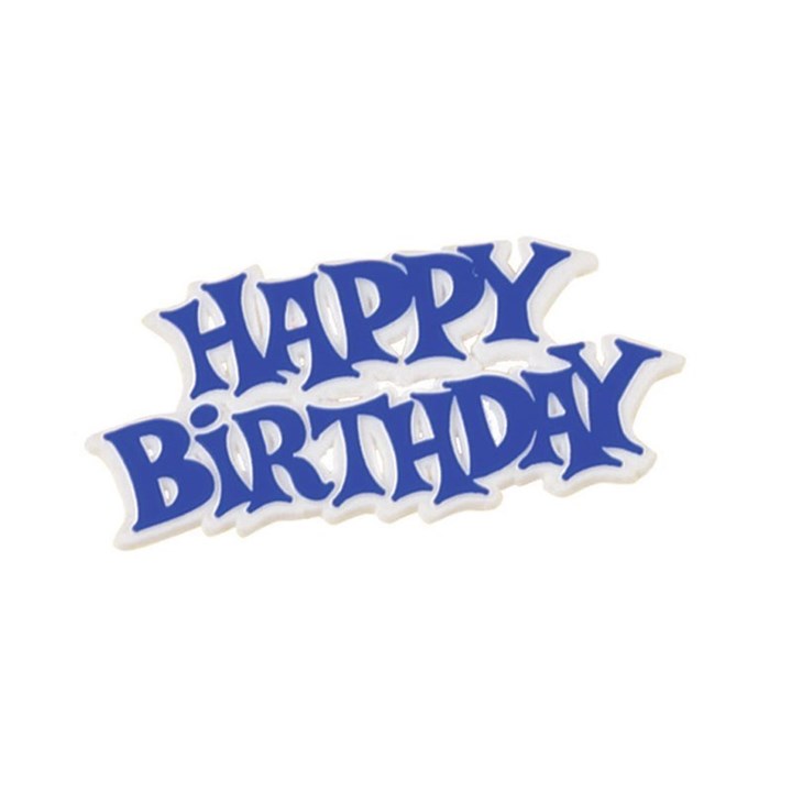 Happy Birthday Blue Motto Cake Decoration - Box of 50