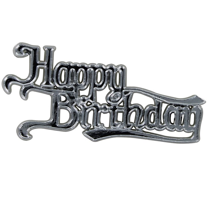 Happy Birthday Silver Motto Cake Decoration - Box of 50