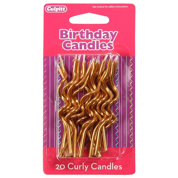 Gold Curly Birthday Candles - Pack of 20