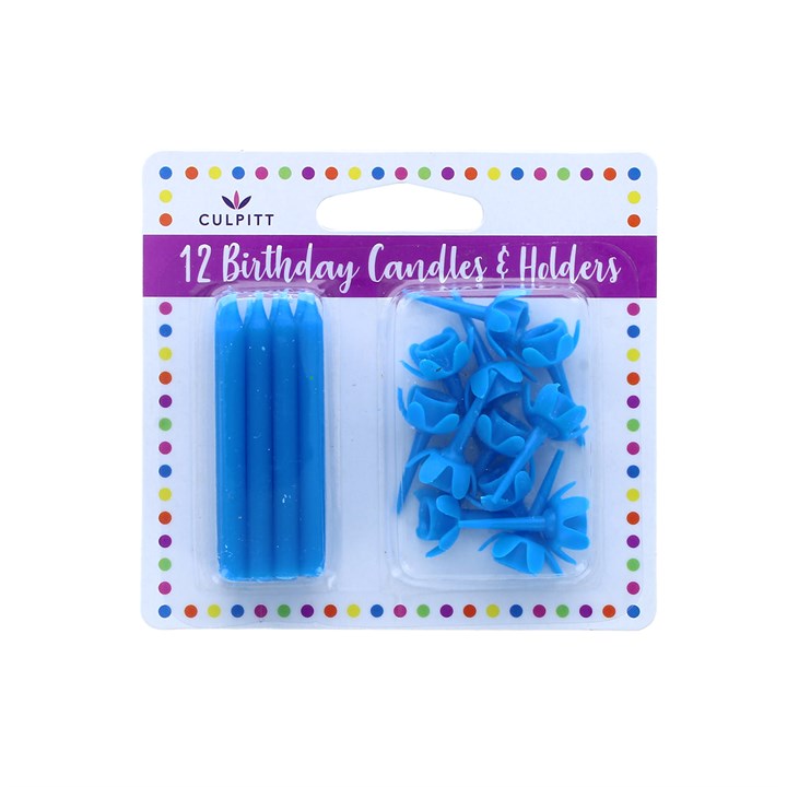 Culpitt Blue Candles & Holders - 2" - Pack of 12