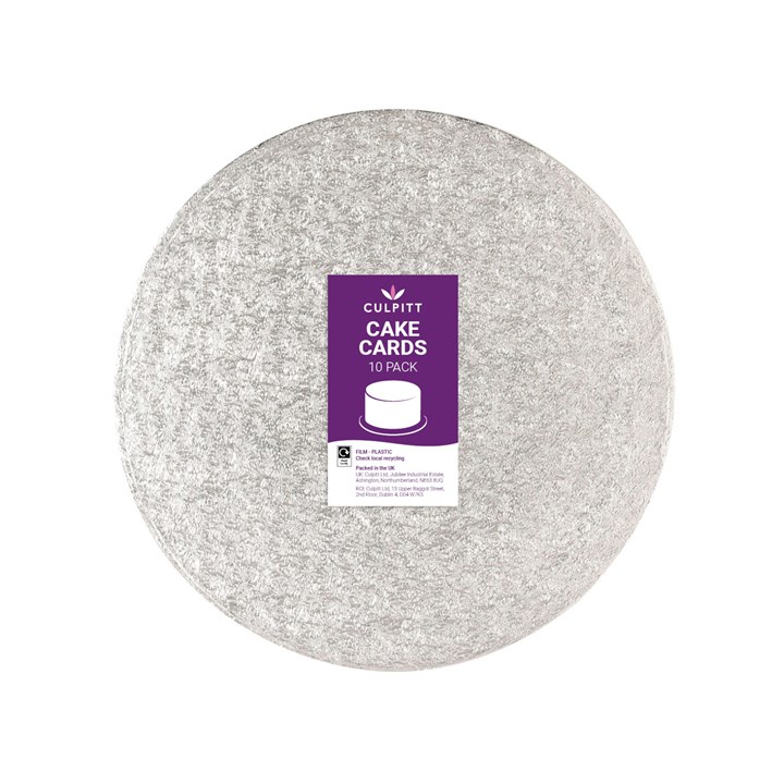 12'' (304mm) Double Thick Round Turned Edge Cake Cards Silver Foil (between 2.5 & 3mm Thick)
