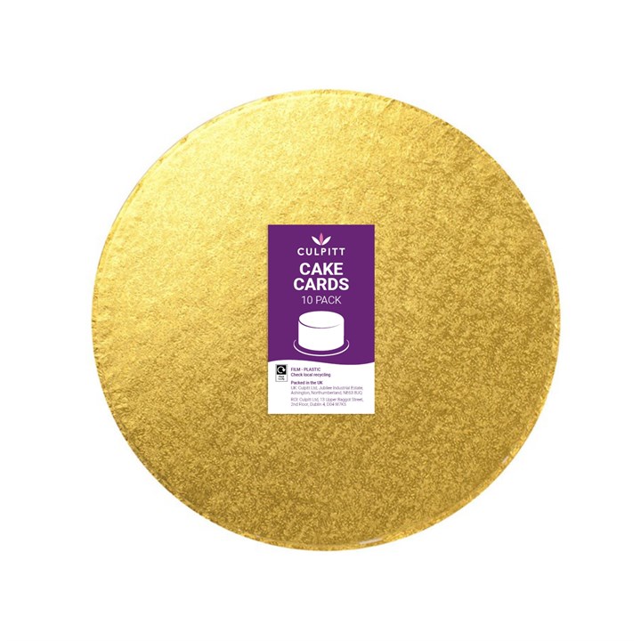 12'' (304mm) Double Thick Round Turned Edge Cake Cards Gold Foil (between 2.5 & 3mm Thick)