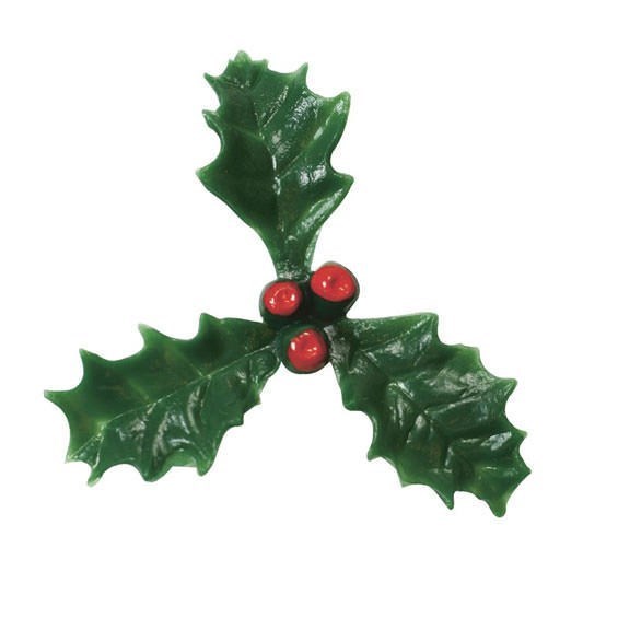Christmas Holly and Berries Cake Decoration - 50mm - Pack of 200