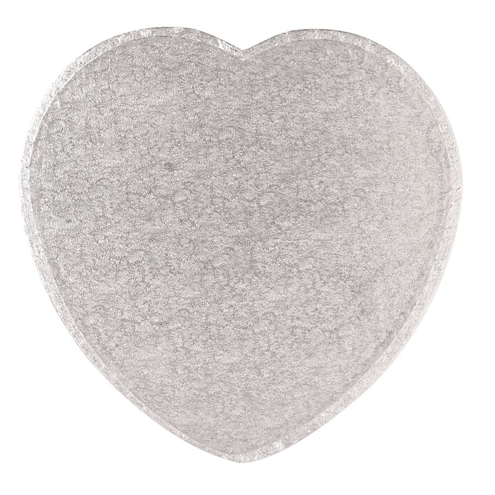 10" Heart Silver Cake Drum Board