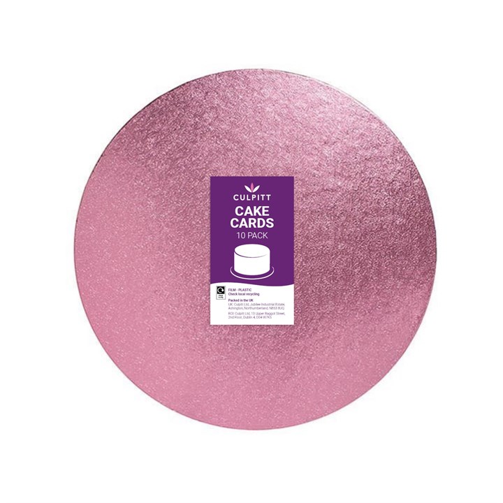 7" (177mm) Double Thick Round Turned Edge Cake Card Light Pink Foil (between 2.5 & 3mm thick)