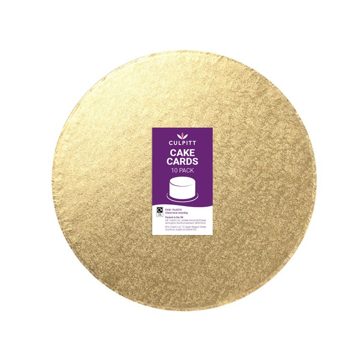 10'' (254mm) Double Thick Round Turned Edge Cake Cards Pale Gold (between 2.5 & 3mm Thick)