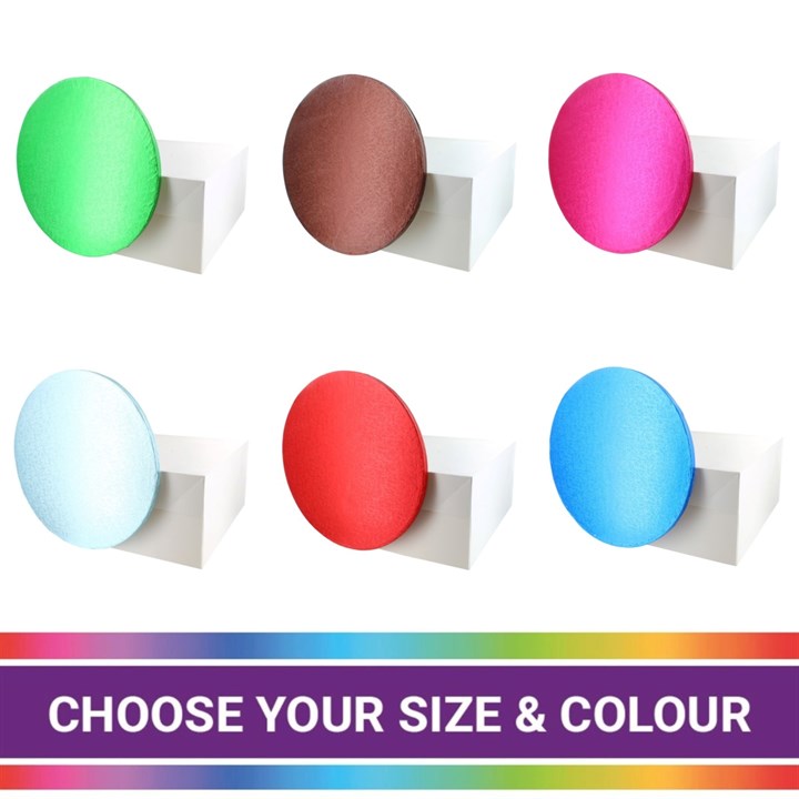 Round Coloured Cake Board & White Cake Box Combo