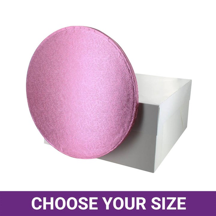 Round Pink Cake Drum Board & White Cake Box Combo