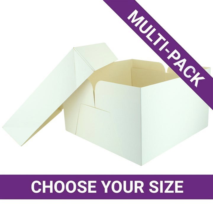White Cake Boxes With Glued Lids (Made in UK) - Pack of 50