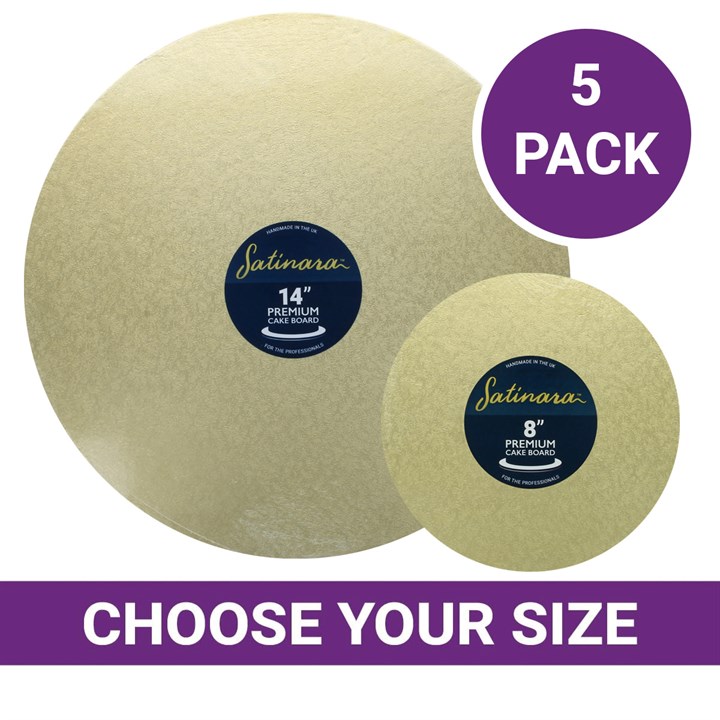 Satinara Round Pale Gold Cake Boards - Pack of five