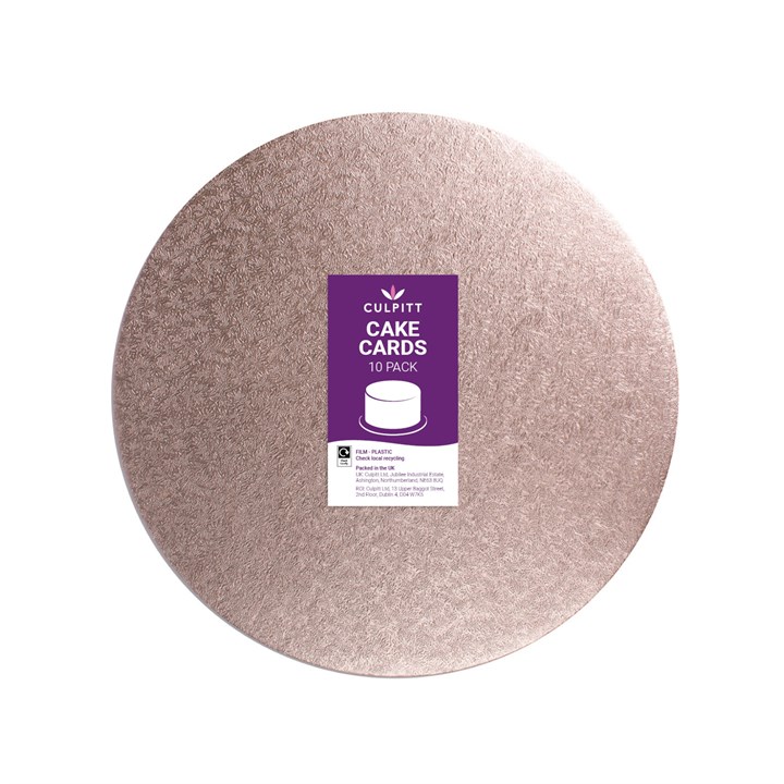 10'' (254mm) Double Thick Round Turned Edge Cake Cards Rose Gold (between 2.5 & 3mm Thick)