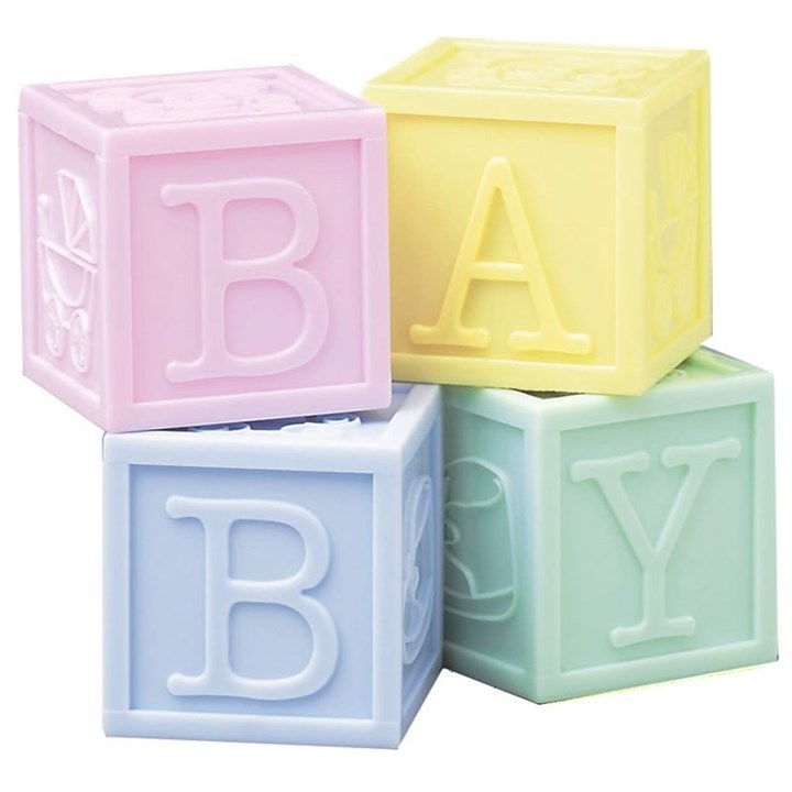 Plastic Baby Blocks Cake Topper Decorastion - Set of 4