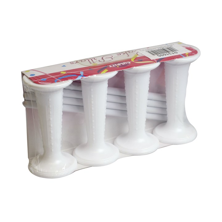 3" Plastic Round White Pillar and Dowel Set - Pack of 4