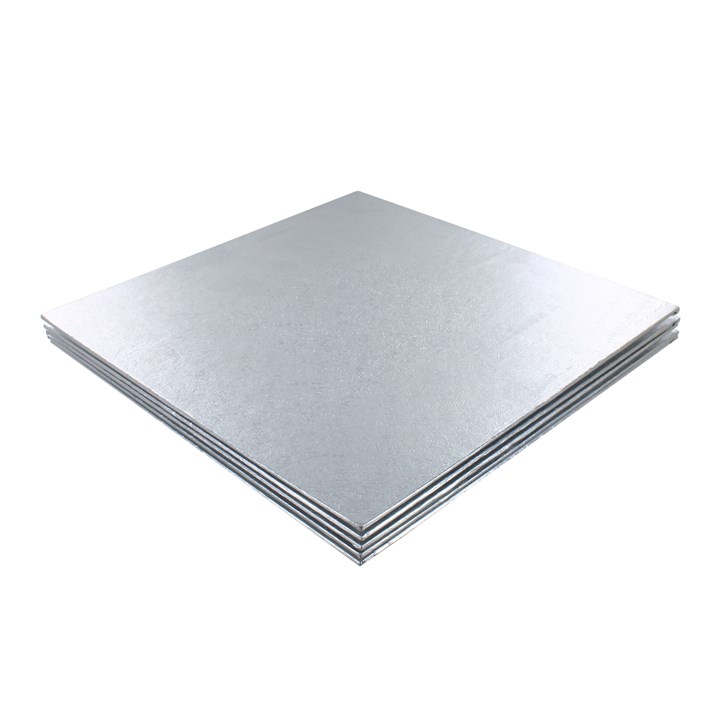 6" Single Thick Square Silver Cake Card - 5 Pack