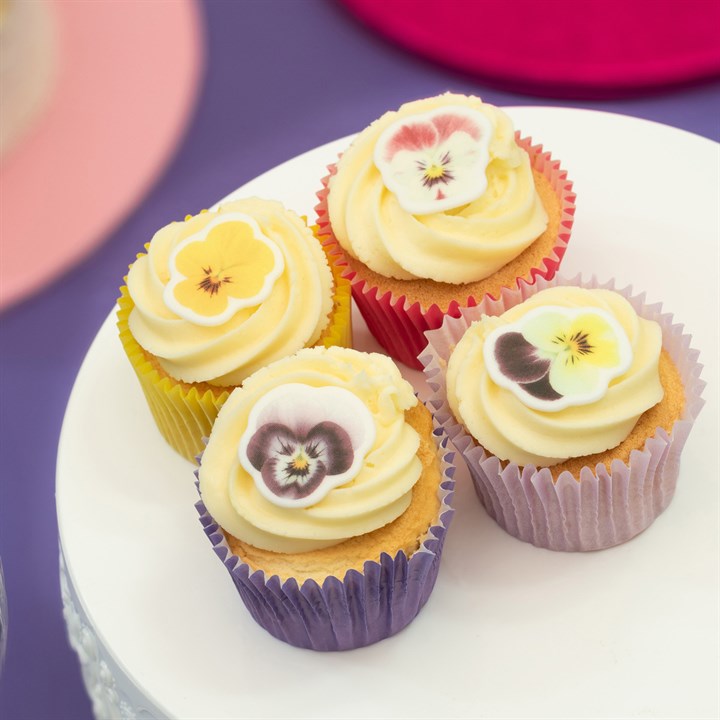Mixed Pansies Sugar Decorations - Pack of 32