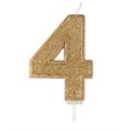 Gold Sparkle Numeral Candle - 4