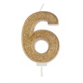 Gold Sparkle Numeral Candle - 6