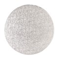 4" Cut Edge Round Silver Cake Card