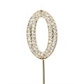 Diamante Number '0' on Gold Stem