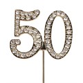 Diamante Number '50' on Gold Stem