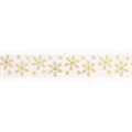 Ivory & Gold Snowflake Ribbon - 36mm