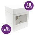 14x14x14" Tall White Cake Box with Window - 10 Pack