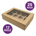 Kraft Brown 12 Hole Cupcake Box with Window