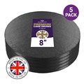 Culpitt Premium 8'' Round Black Cake Boards - 5 Pack