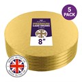 Culpitt Premium 8'' Round Gold Cake Boards - 5 Pack