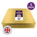 Culpitt Premium 16'' Square Gold Cake Boards - 5 Pack