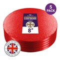 Culpitt Premium 8'' Round Red Cake Boards - 5 Pack