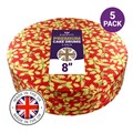 Culpitt Premium 8" Round Red Christmas Holly Cake Boards - 5 Pack