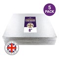 Culpitt Premium 8'' Square Silver Cake Boards - 5 Pack
