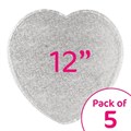 Heart Silver Cake Drum Board - 12" - Pack of 5