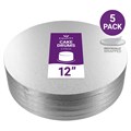 Culpitt Standard 12'' Round Individually Wrapped Silver Cake Boards - 5 Pack