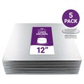 Culpitt Standard 12'' Square Individually Wrapped Silver Cake Boards - 5 Pack