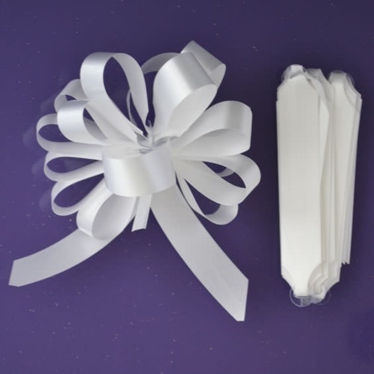 Purple Cupcakes Quick Pull Bow - White