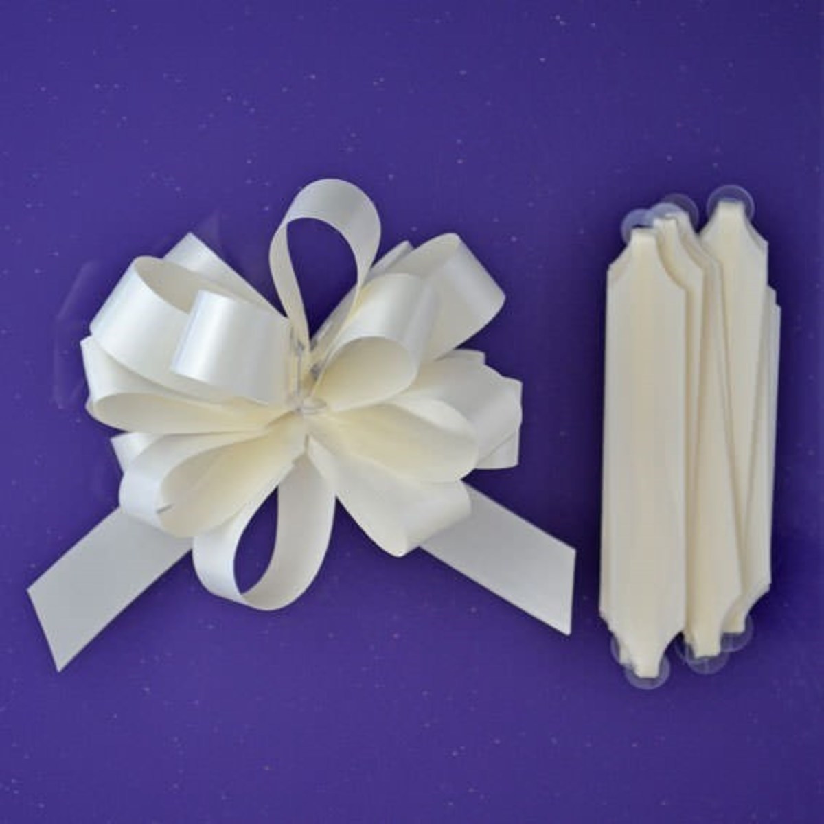 Purple Cupcakes Quick Pull Bow - Ivory