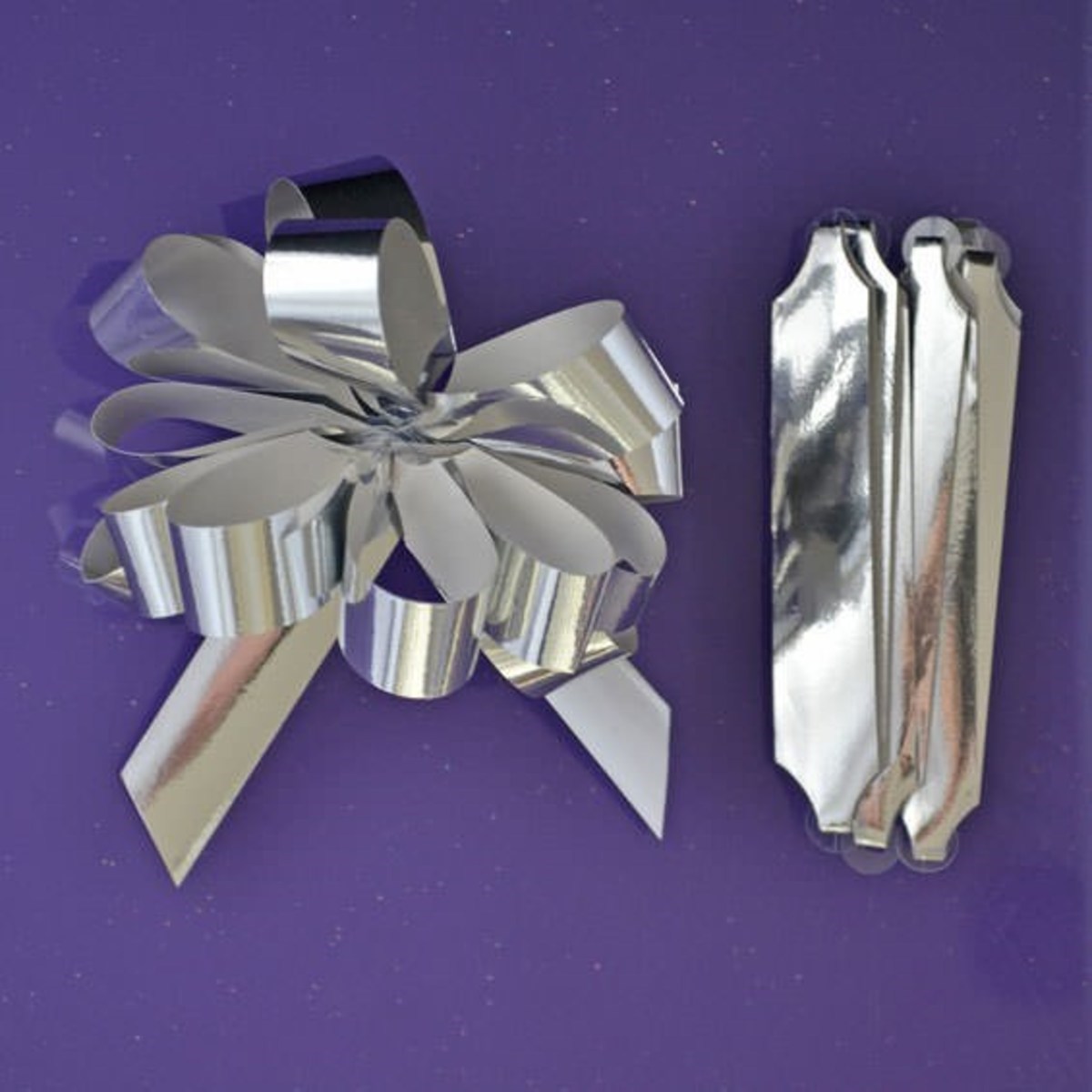 Purple Cupcakes Quick Pull Bow - Silver