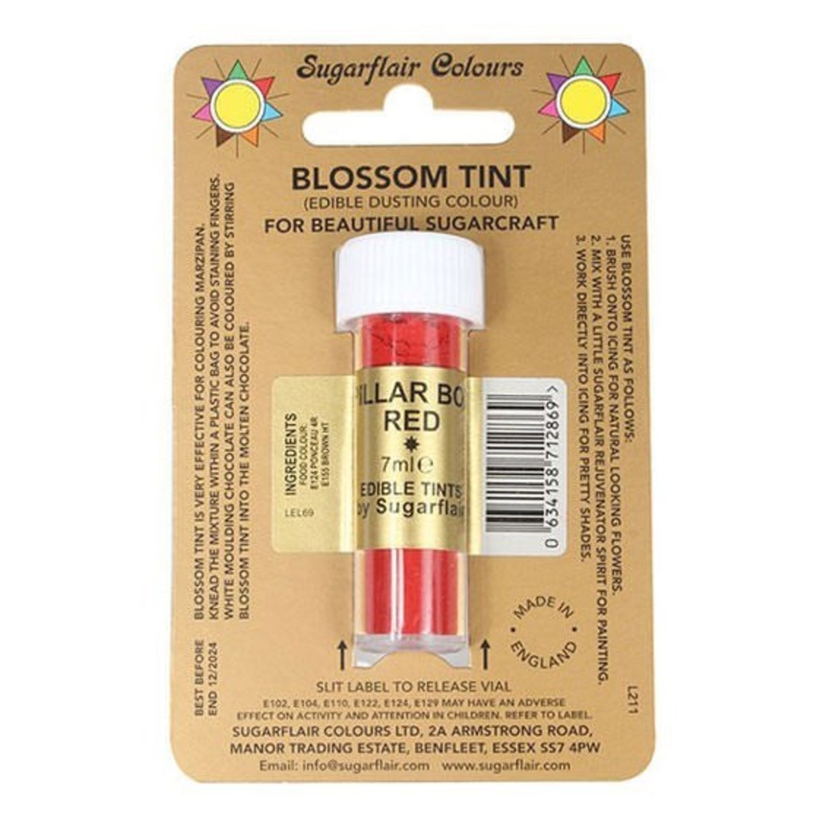 Sugarflair Pillar Box Red Blossom Dusting Colour