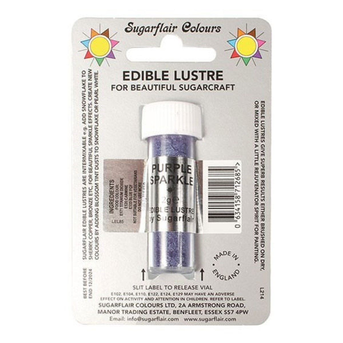 Sugarflair Lustre Dusting Colour - Purple Sparkle
