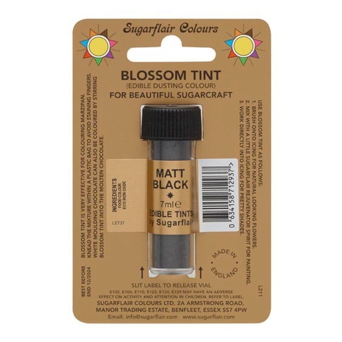 Sugarflair Matt Black Blossom Dusting Colour