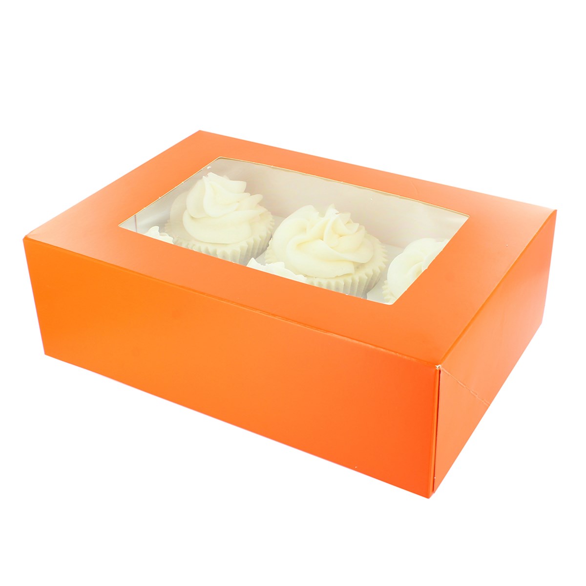 6 or 12 Hole Brights Cupcake Box - Tangerine