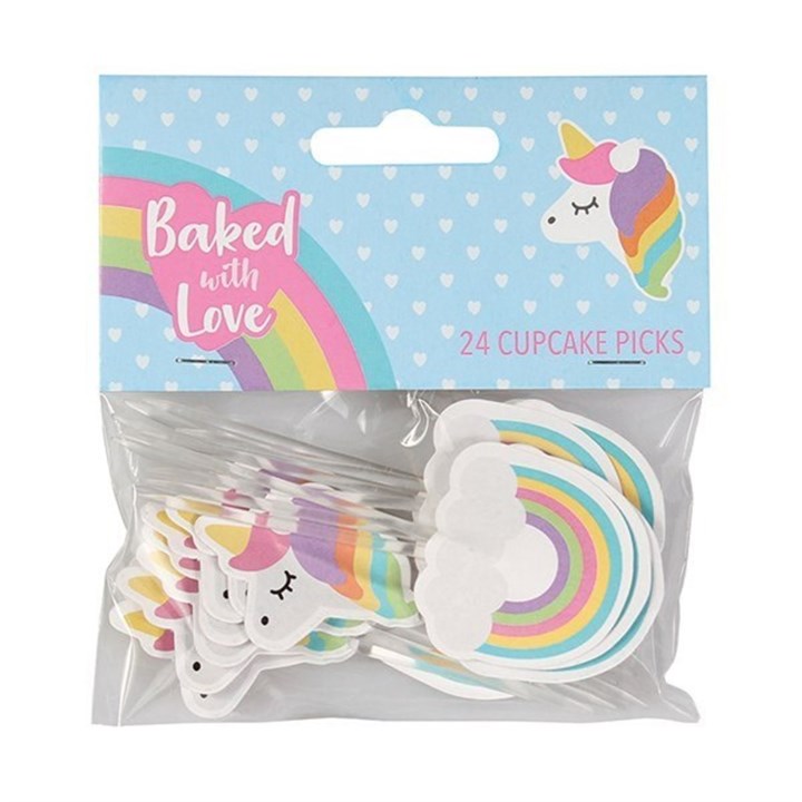 Unicorn and Rainbow Cupcake Picks by Baked with Love