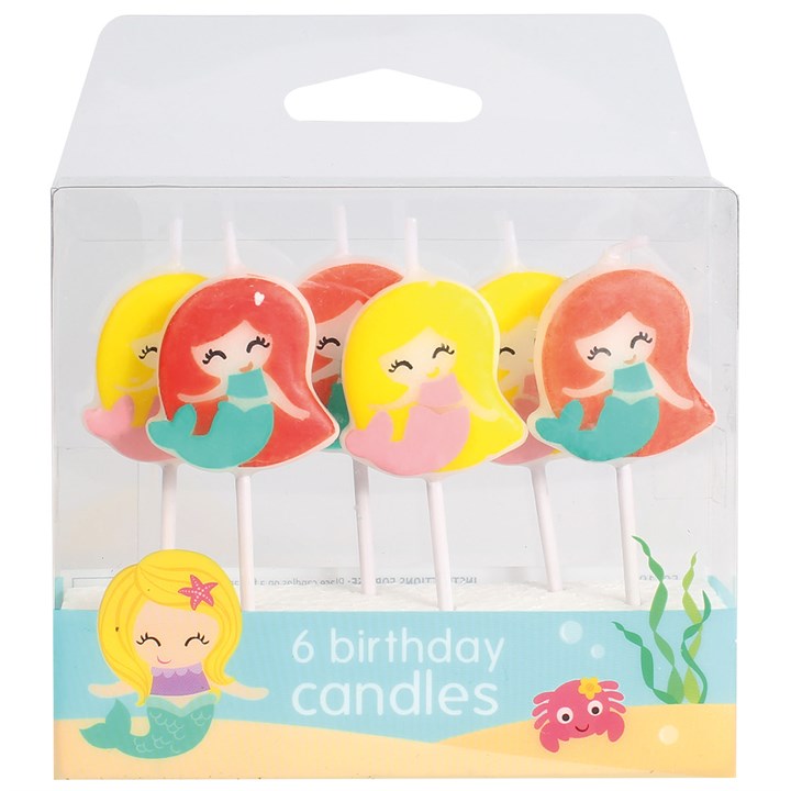 Mermaid Cake Candles - Pack of 6