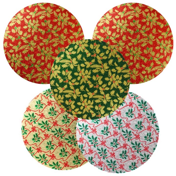 10" Assorted Christmas Cake Drum, Pack of 5